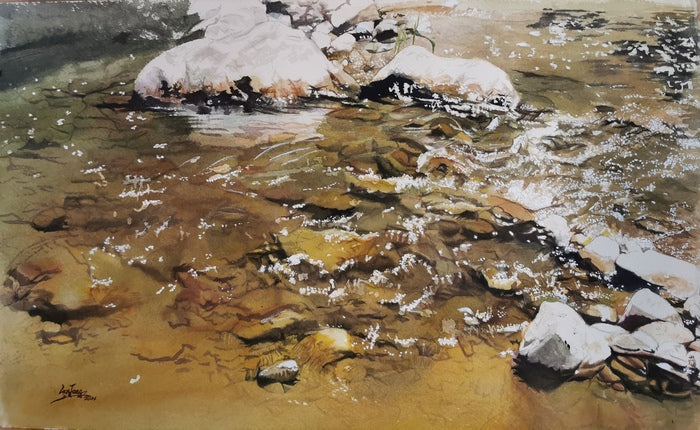 Stones in the Humber, 2020, watercolor on paper, 14.9 x 22.4 in. / 38 x 57 cm.