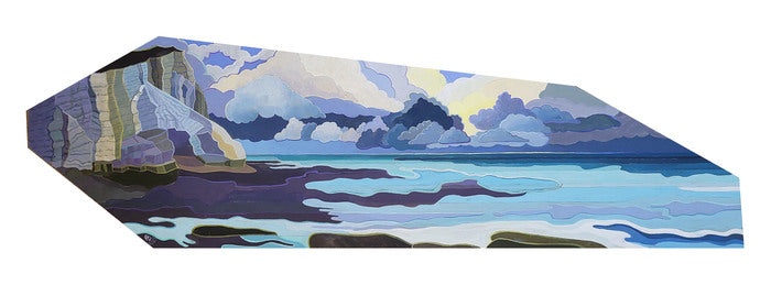 Storm Gathering Over Splash Point, 2023, acrylic on MDF, 9.05 x 31.49 in. / 23 x 80 cm.