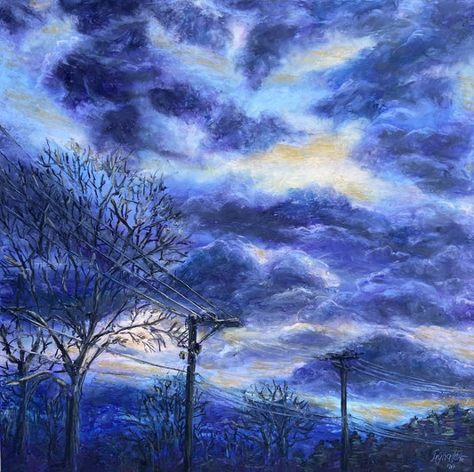 Stormy Weather, 2020, oil pastel on paper, 17.7 x 17.7 in. / 45 x 45 cm.