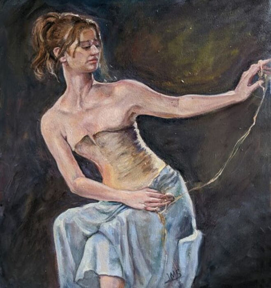 Pulling Strings, 2023, oil on canvas, 16 x 20 in. / 40.64 x 50.8 cm.