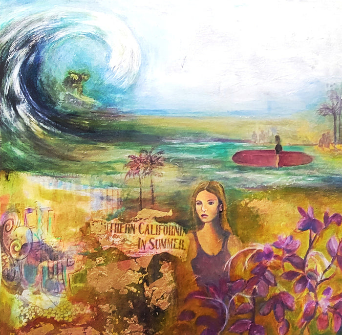 Summer in So Cal, 2023, mixed media on canvas, 30 x 30 in. / 76.2 x 76.2 cm.