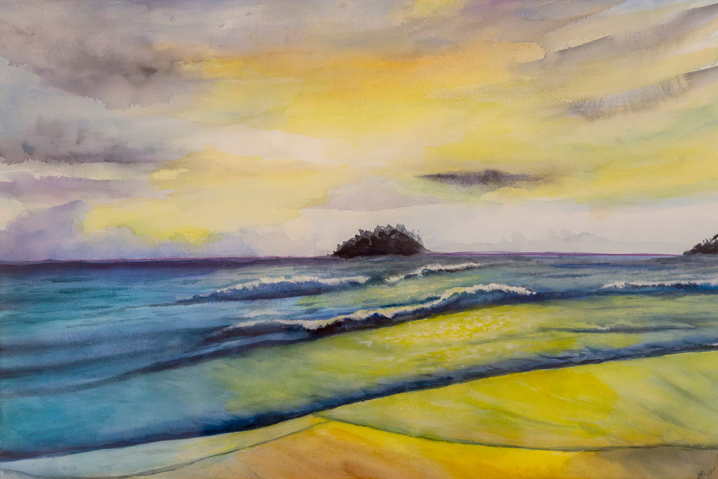 Sundrenched Sand, 2023, watercolor, 15 x 22 in. / 38.1 x 55.88 cm.