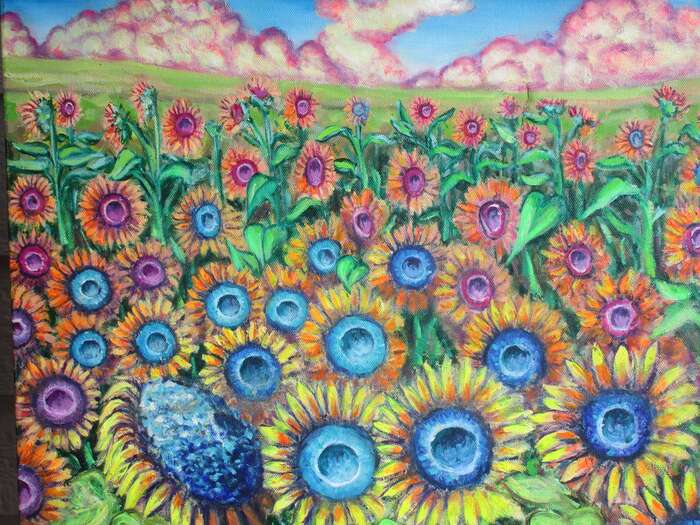 Sunflower Field, 2022, oil on canvas, 20 x 30 in. / 50.8 x 76.2 cm.