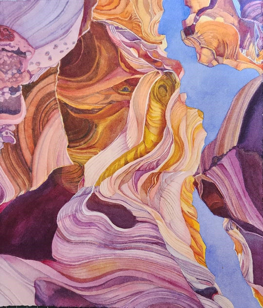 Swirl (Antelope Canyon), 2024, watercolor, 19 x 18 in. / 48.26 x 45.72 cm.