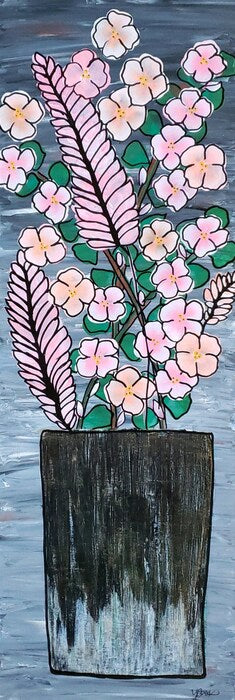 Tall Flower Arrangement, 2023, acrylic on canvas, 36 x 12 in. / 91.44 x 30.48 cm.