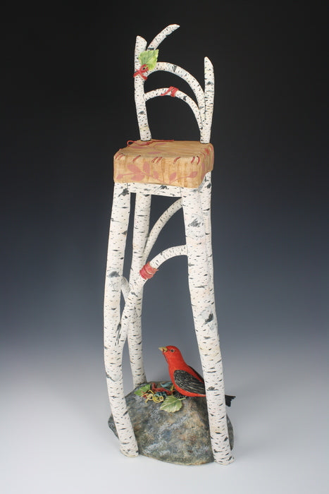 Tanager and Birch, 2015, ceramic, 23 x 9 x 8 in. / 58.42 x 22.86 x 20.32 cm.