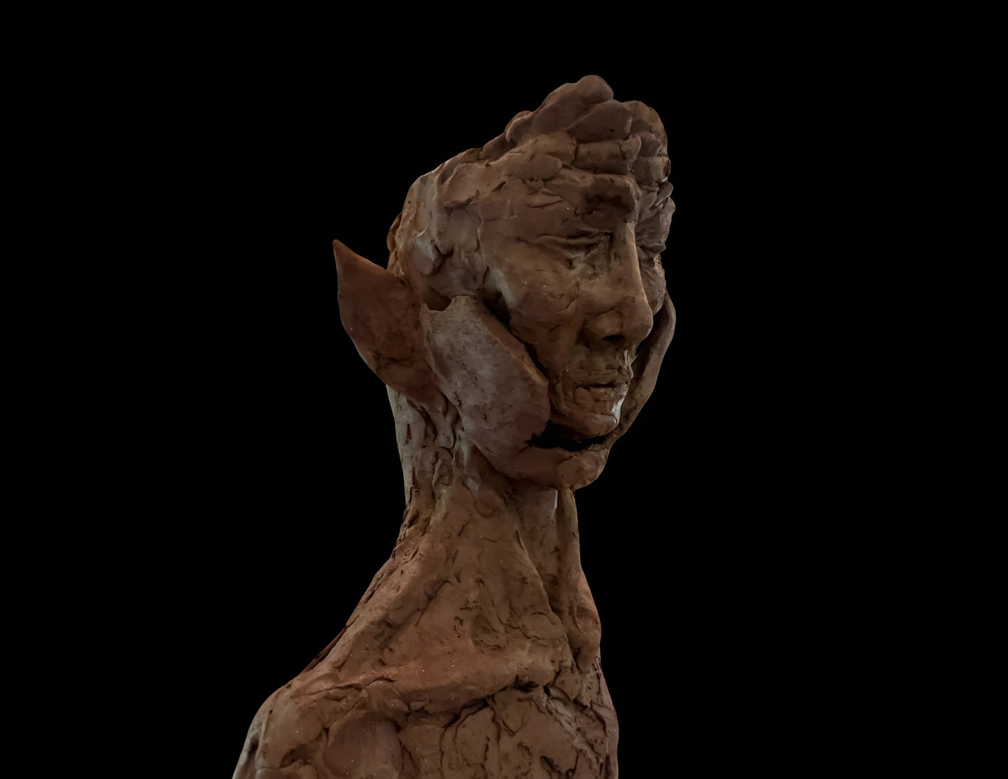 The Birthing, 2024, fired clay, 26 x 14 x 8 in. / 66.04 x 35.56 x 20.32 cm.