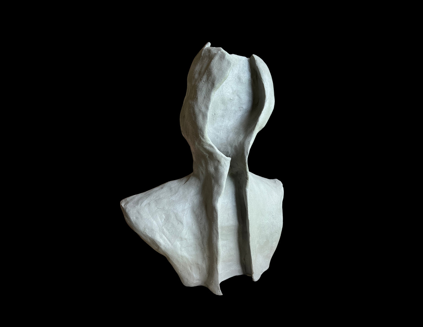 The Hollow, 2024, fired clay, 20 x 12 x 10 in. / 50.8 x 30.48 x 25.4 cm.