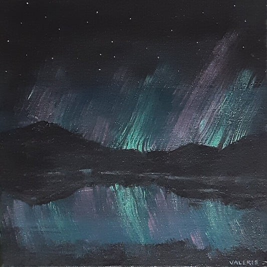 The Northern Lights, 2023, acrylic, 10 x 10 in. / 25.4 x 25.4 cm.