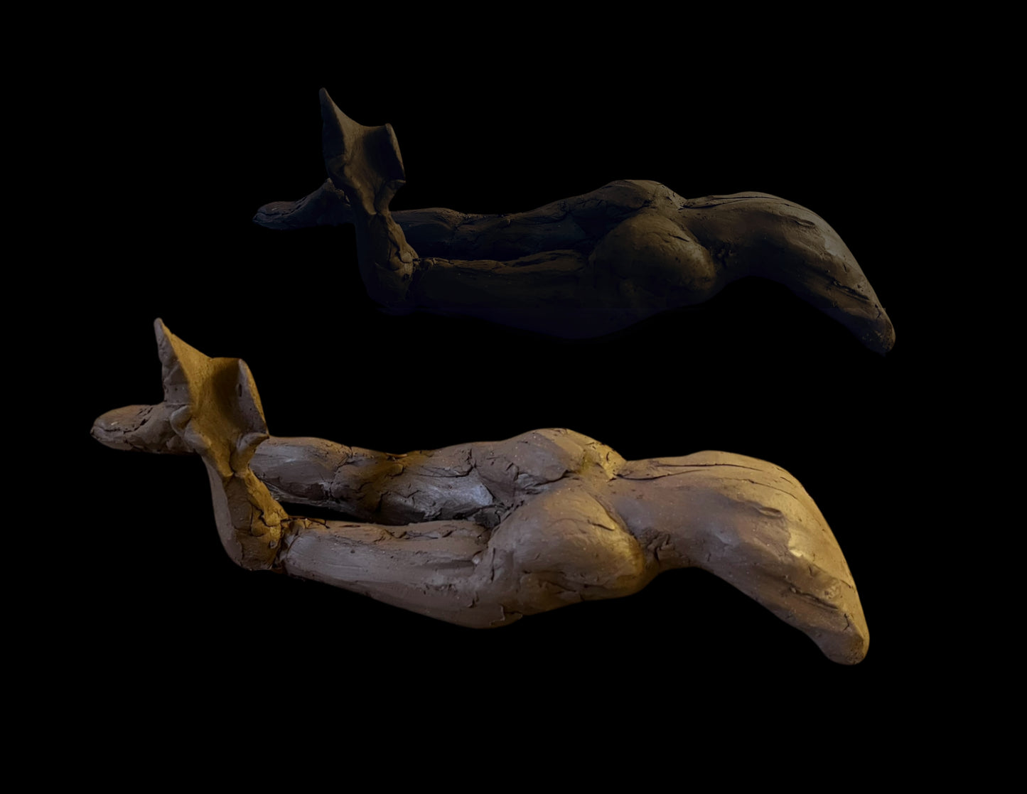 The Siren, 2024, fired clay, 3.5 x 12 x 3.5 in. / 8.89 x 30.48 x 8.89 cm.