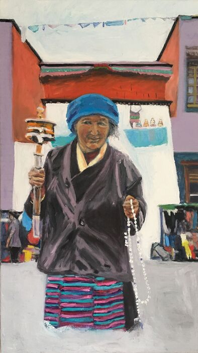 Tibetan Pilgrim, 2021, oil on canvas, 32 x 24 in. / 81.28 x 60.96 cm.