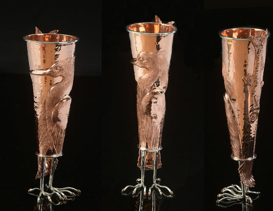 Urban Egret, 2016, copper & sterling silver, 6.5 x 2 x 2 in. / 16.51 x 5.08 x 5.08 cm.