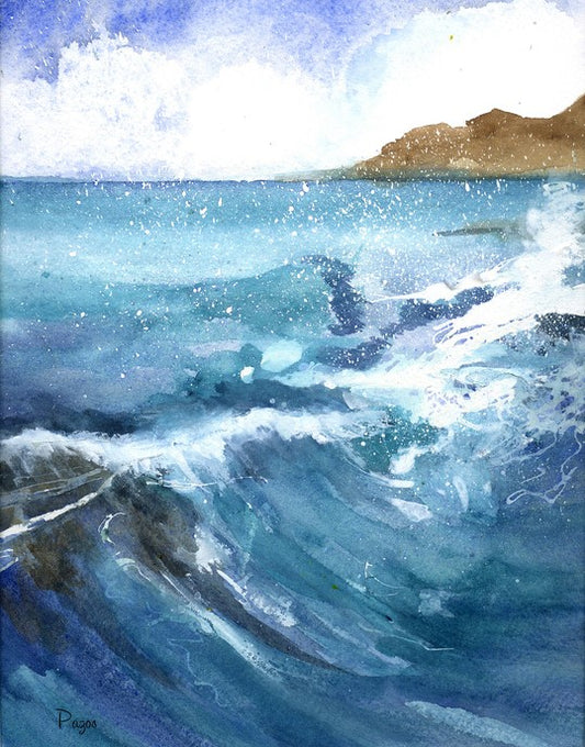 Waves, 2022, watercolor, 11 x 9 in. / 27.94 x 22.86 cm.