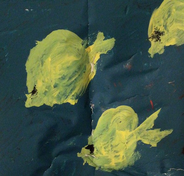 Yellow Tang, 2019, acrylic on plastic container, 12 x 12 in. / 30.48 x 30.48 cm.