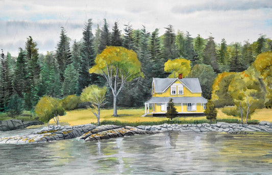 Yellow House, 2021, watercolor, 22 x 28 in. / 55.88 x 71.12 cm.