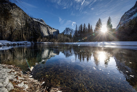 Yosemite River - Sunrise with Halfdome, 2021, photography, 20 x 30 in. / 50.8 x 76.2 cm.